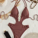 Women's Brown One-Piece Swimsuit