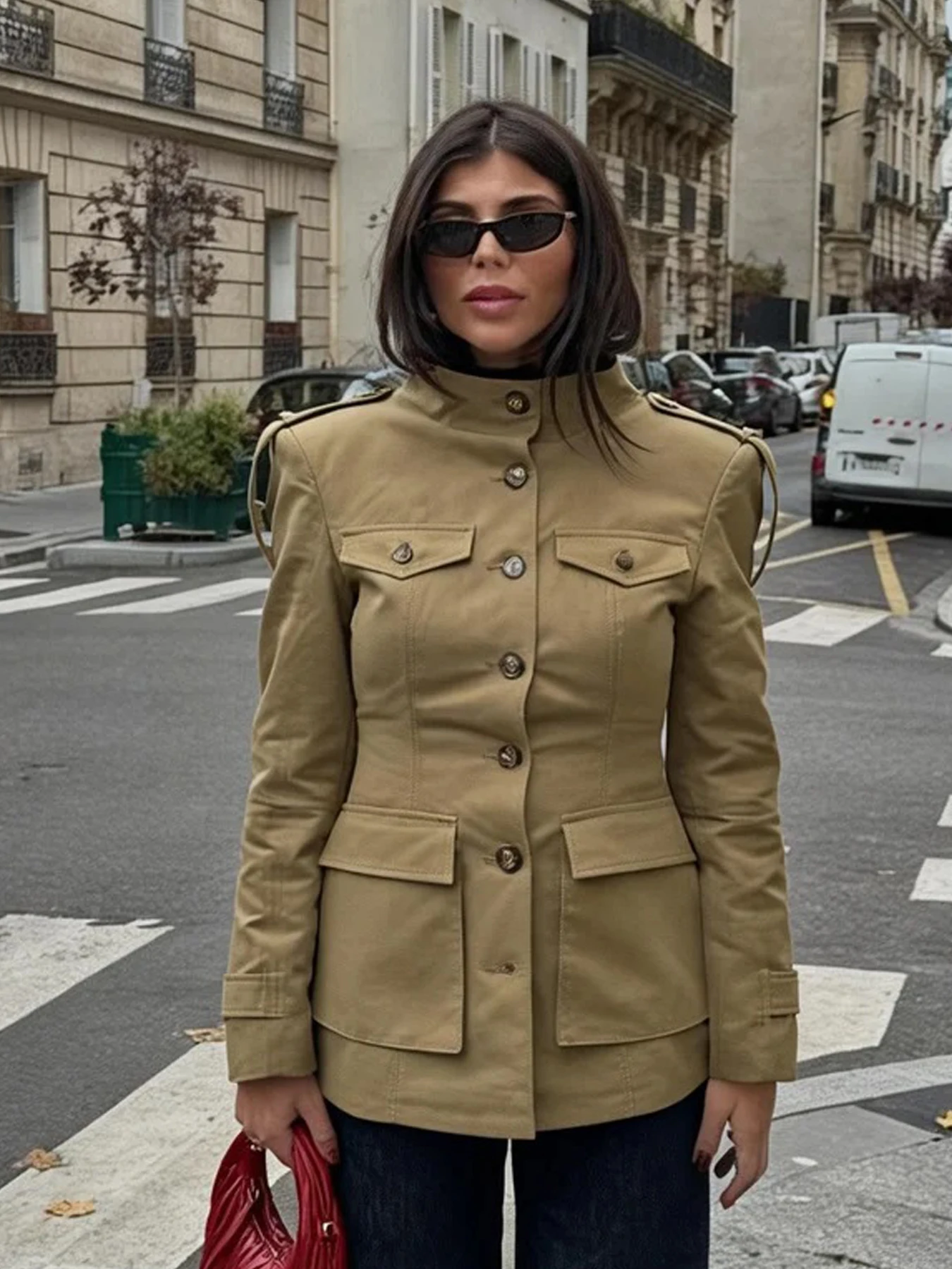 Women's Long Sleeve Jacket with Pockets