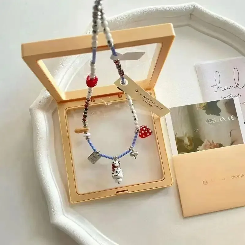 Cute Dalmatian Dog Beaded Necklace