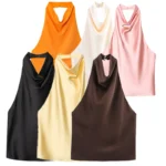 Satin Corset Top with Neck Tie and Open Back — Image 2