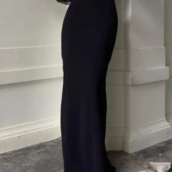 Long Black High Waist Skirt