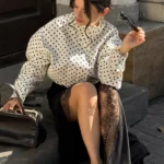 Short Polka Dot Autumn Coat — Image 2