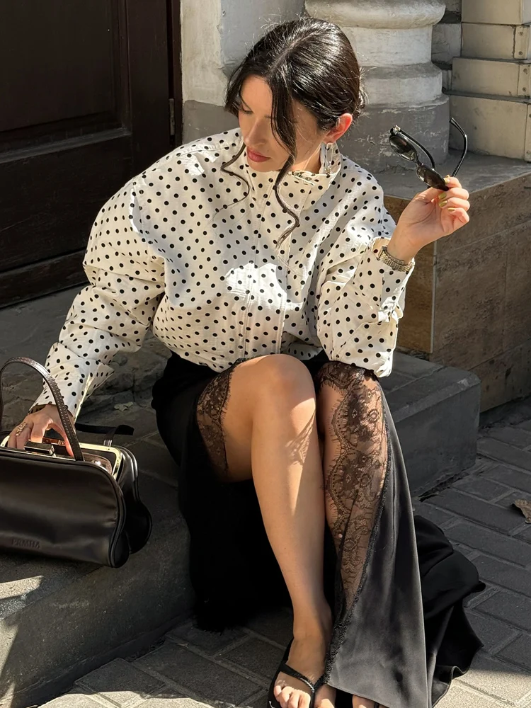 Short Polka Dot Autumn Coat