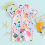 Girls' Short Sleeve Zip-Up Swim Jumpsuit — Image 2