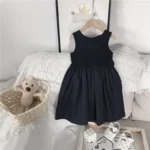 Girls' Black Dress with Tulle Skirt — Image 4
