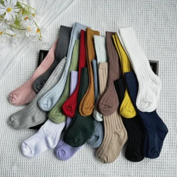 Kids' Solid Cotton Long Socks