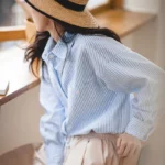 French-Style Blue and White Striped Shirt