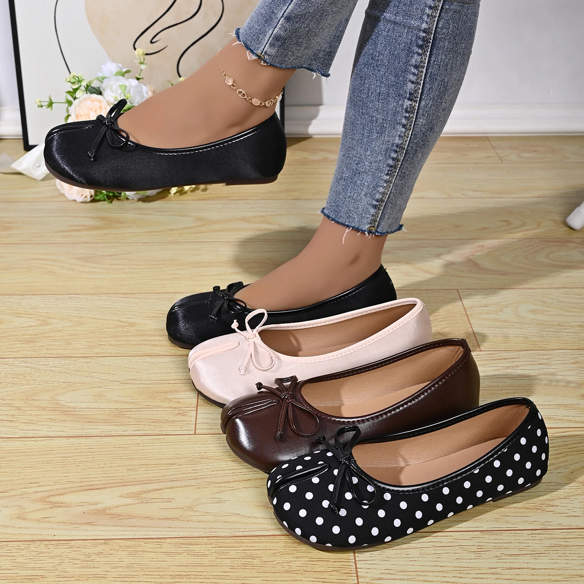 Leather Flats with Slit
