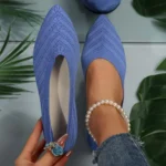 Solid Knitted Pointed-Toe Flats — Image 5