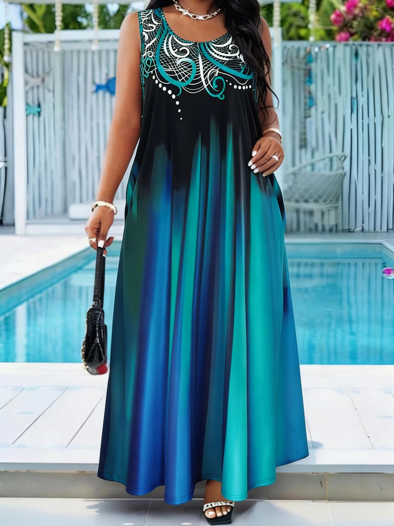 Color Gradient Summer Maxi Dress