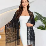 Breathable Floral Long Hijab with Fringe — Image 2