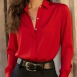 Elegant Long Sleeve Blouse with Buttons — Image 4