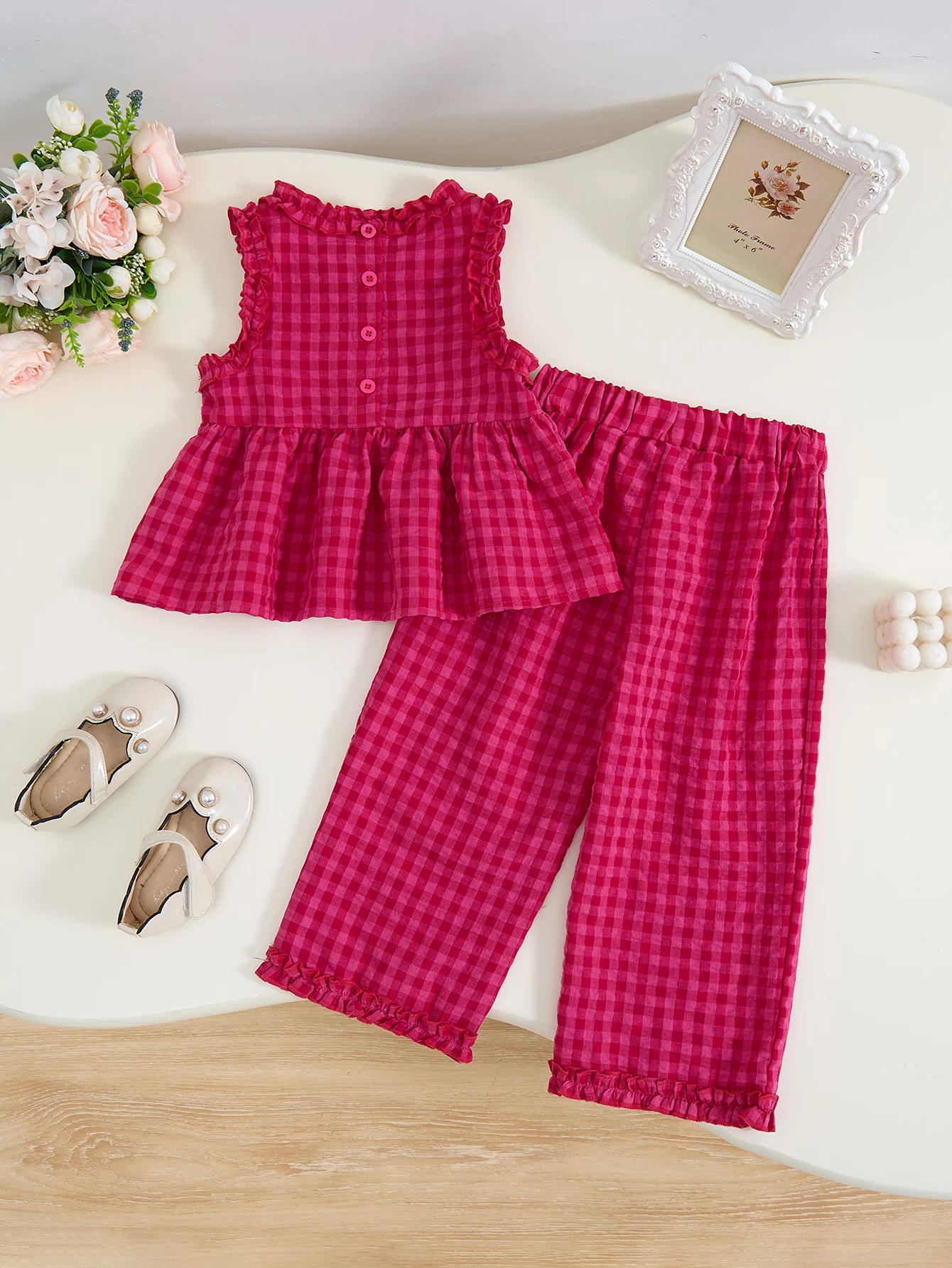 Baby 2-Piece Vintage Plaid Sleeveless Set