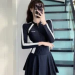 Long Sleeve Sports Swimsuit with Front Zip — Image 2