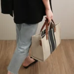 Large-Capacity Striped Canvas Tote Bag — Image 3