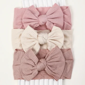 Newborn 3-Piece Nylon Headband with Bow