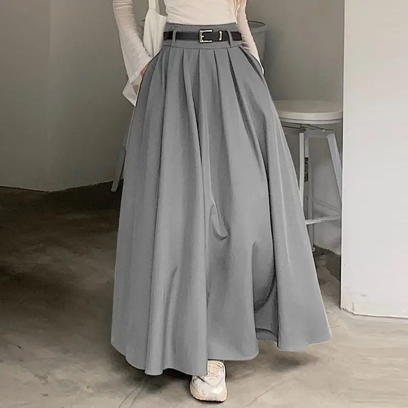 High Waist Pleated Skirt with Wide Swing — Image 13