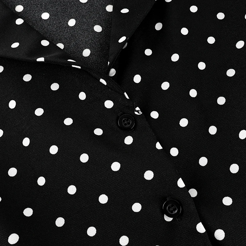 Polka Dot Chiffon Set with Lace Details and Short Skirt