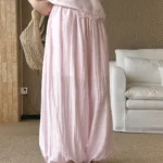 Ankle-Length High Waist Wide-Leg Pants with Tie