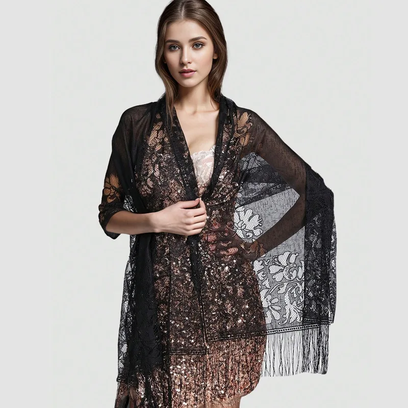 Breathable Floral Long Hijab with Fringe — Image 9