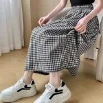Black and White Plaid A-Line Skirt — Image 4