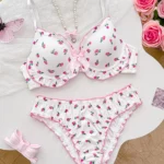 Floral Ruffled Bra with Bow