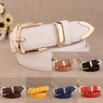 Women's White Leather Belt for Pants