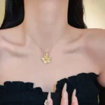 Metal Necklace with 3D Flowers — Image 2