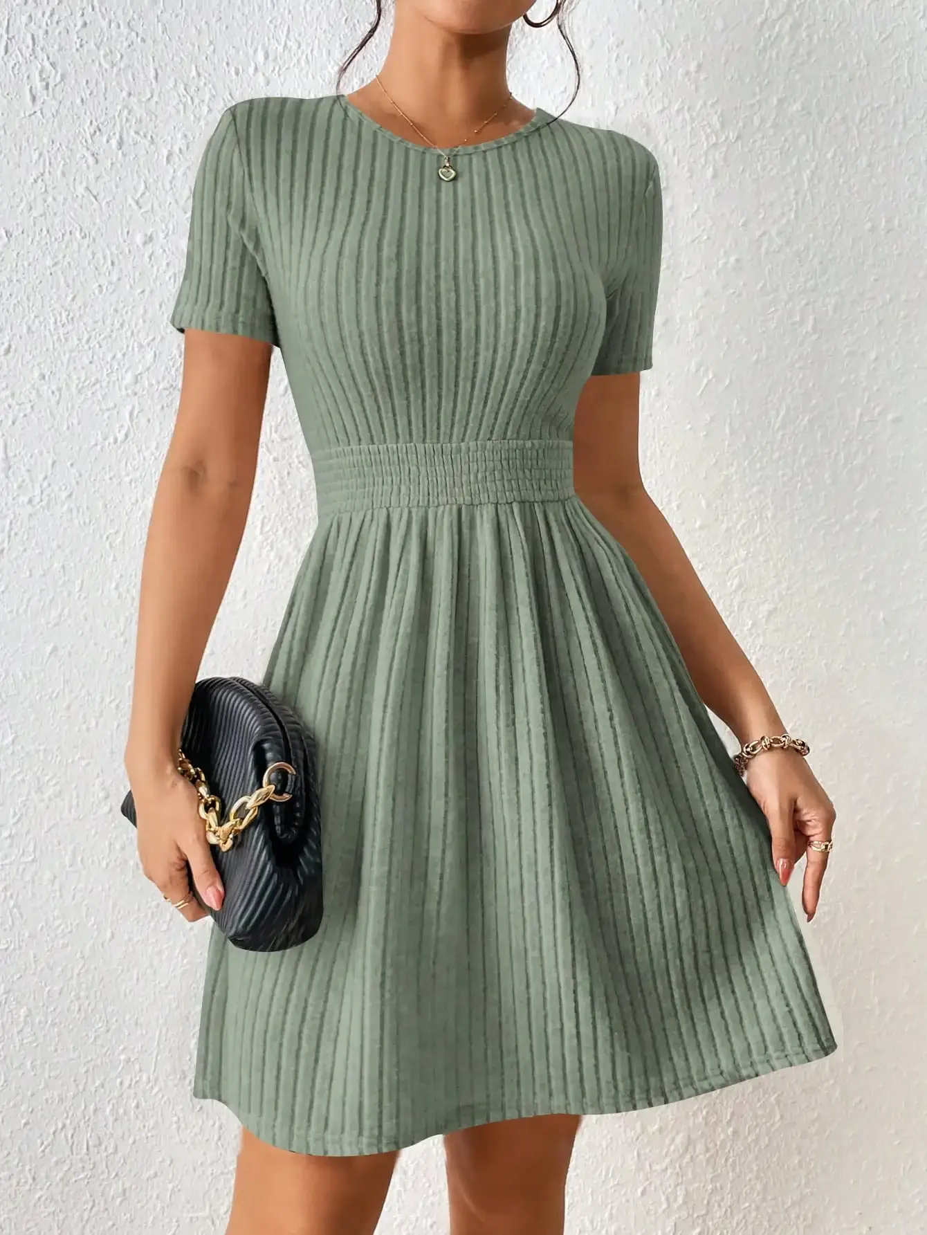 Knitted Ribbed A-Line Formal Dress
