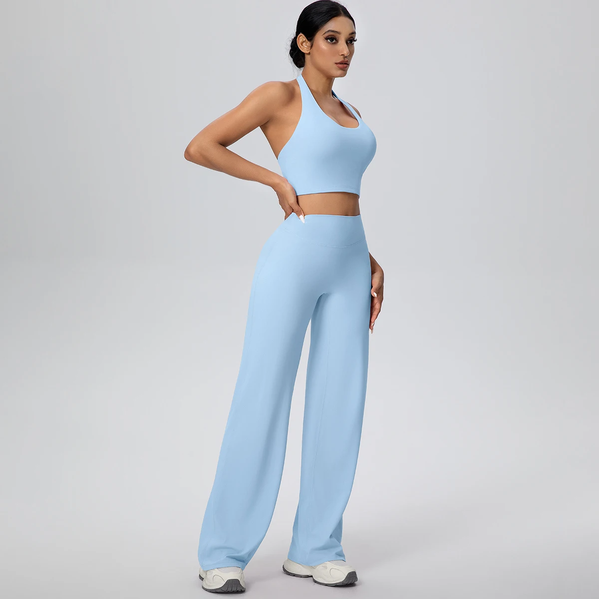 2-Piece Halter Neck Sports Set with High Waist Pants