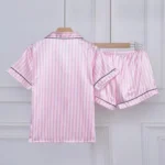 Striped Pajama Set with Embroidery and Pocket — Image 2