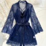 Sleep Set with Strappy Nightgown and Light Lace Robe — Image 6