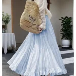 Fitted Pleated Skirt with Elastic Waist — Image 3