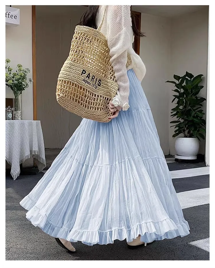 Fitted Pleated Skirt with Elastic Waist