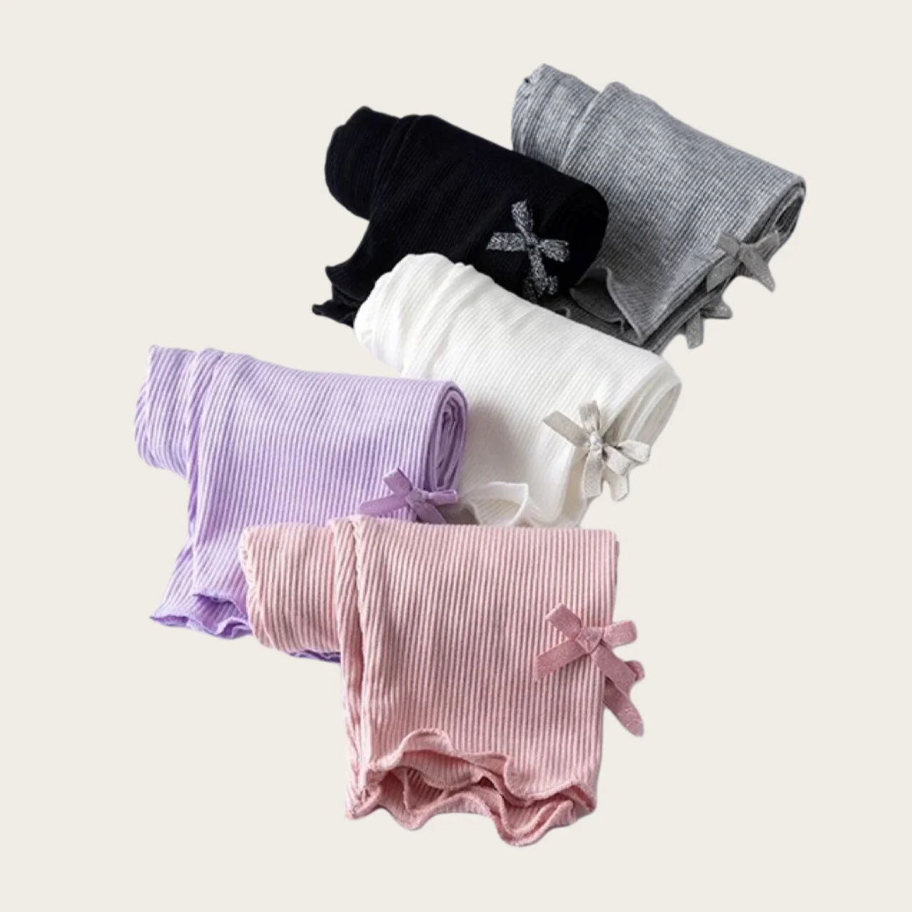 Girls' Solid Summer Leggings with Bow