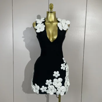Crystal Sleeveless V-Neck Evening Gown