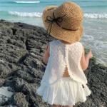Girls' White Openwork Lace Summer Set