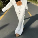 Loose High-Waisted Pants with Drawstring and Pockets — Image 2