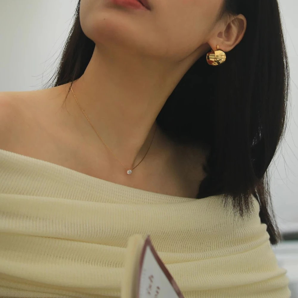Dainty Gold-Plated Necklace with Zircon Stone