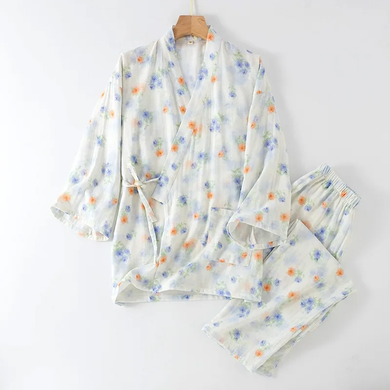 2-Piece V-Neck Floral Cotton Pajama Set