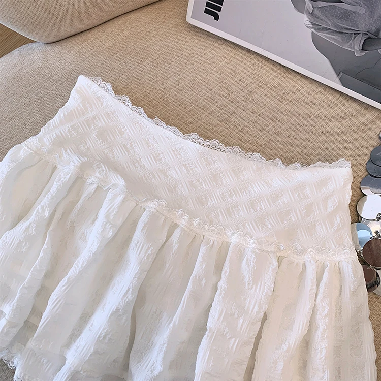 Short Skirt with Ruffle and Lace Layers
