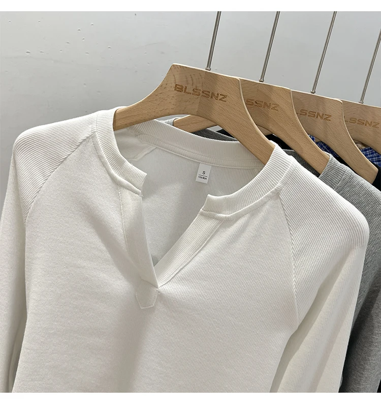 Slim-Fit Long Sleeve V-Neck T-Shirt — Image 14