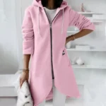 Solid Autumn Long Coat with Zipper