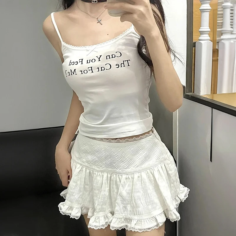 Short Skirt with Ruffle and Lace Layers