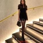 Elegant Puff Sleeve Summer Short Dress with Zipper — Image 4