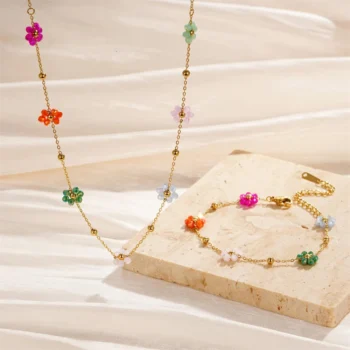 Crystal Gold-Plated Jewelry Set with Chain