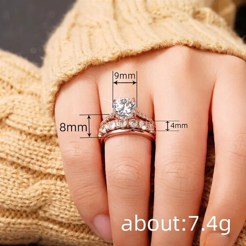 3-Piece Shiny Round Stone Ring Set