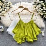 Sleeveless Ruffled Summer Crop Top
