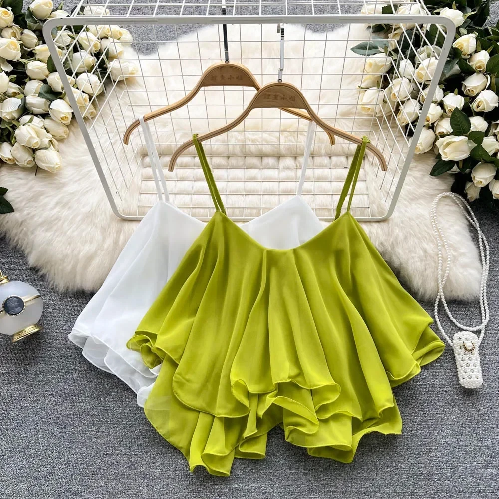 Sleeveless Ruffled Summer Crop Top
