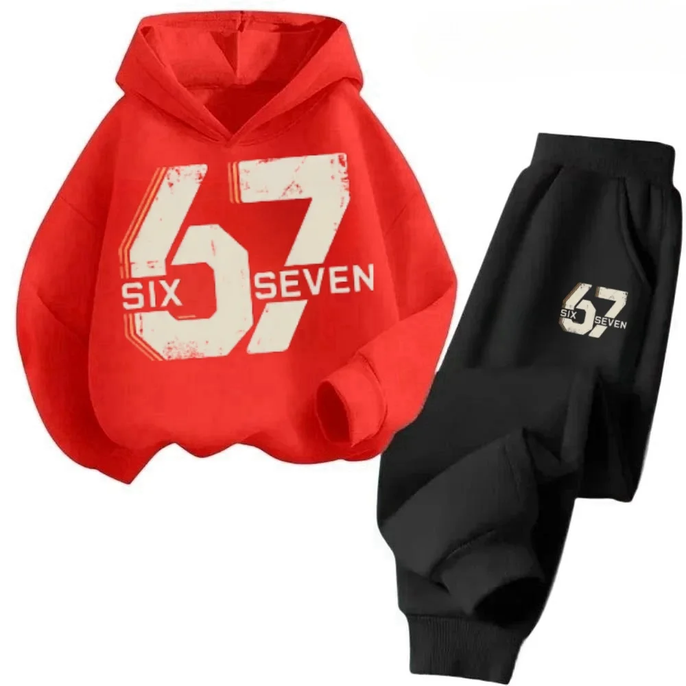 Kids' Contrast Color Hoodie Set